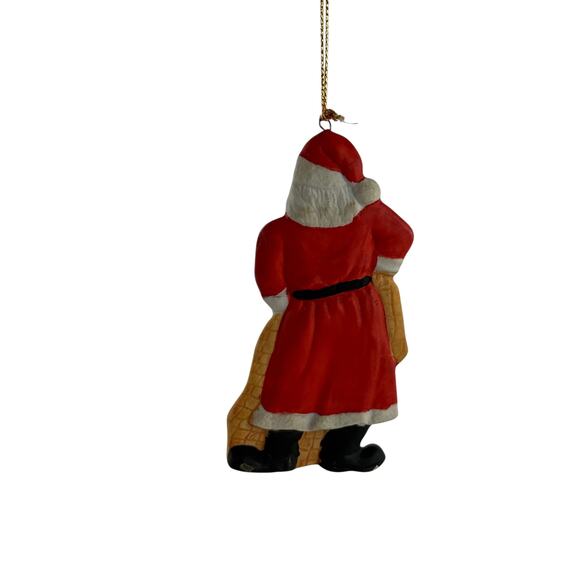 Vintage Ceramic Santa with Toy Sack Christmas Ornament 4.25” - Picture 2 of 12